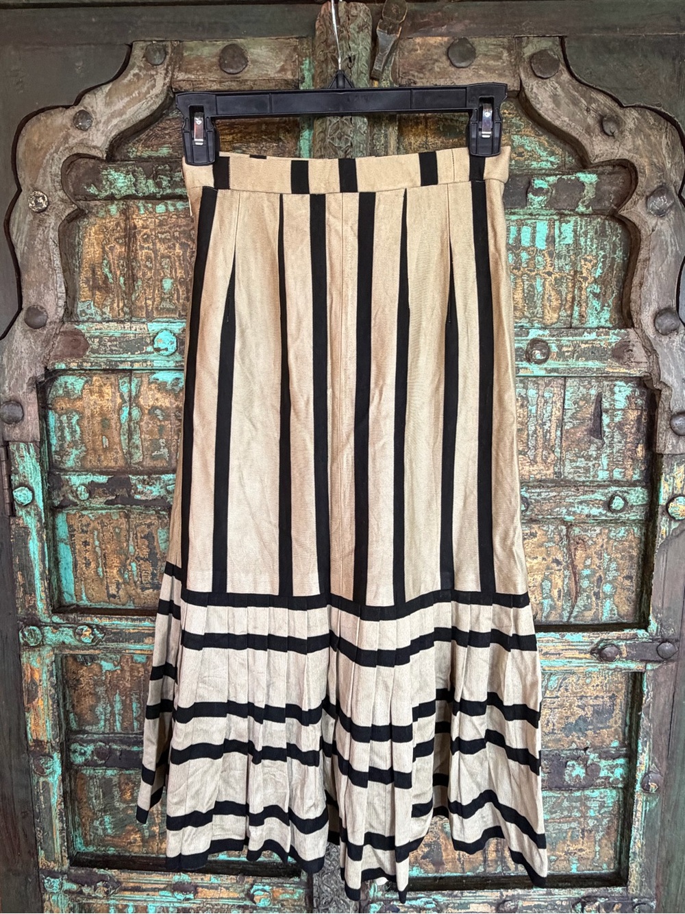 Vintage EDDIE NOBER California striped knit skirt,accordion pleat ruffle